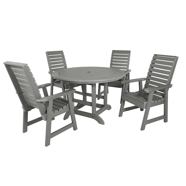 Highwood Usa Weatherly 5pc Round Outdoor Patio Furniture Dining Set AD-DNW48-CGE - main